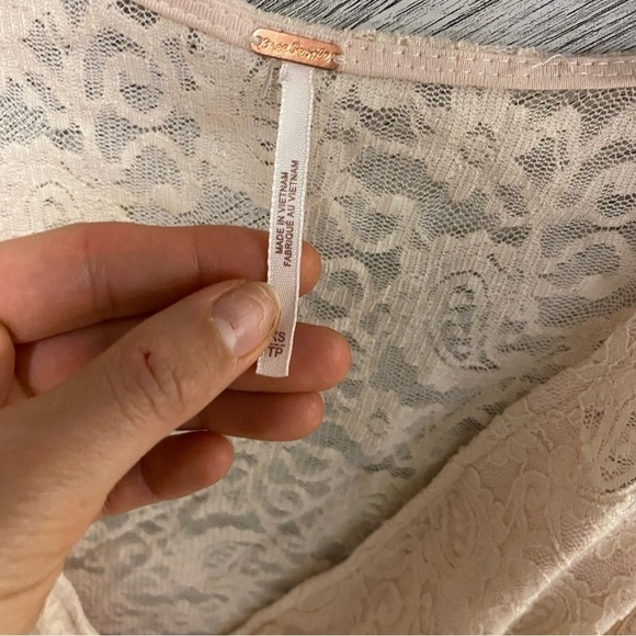 Free People | Pearl Lace long Sleeve Dress Champagne Toast Size XS NEW - Picture 7 of 10